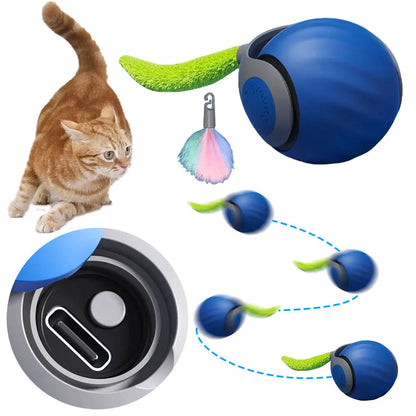 Automatic Moving Cat Toy Ball – USB Rechargeable Interactive Smart Ball with Speedy Tail