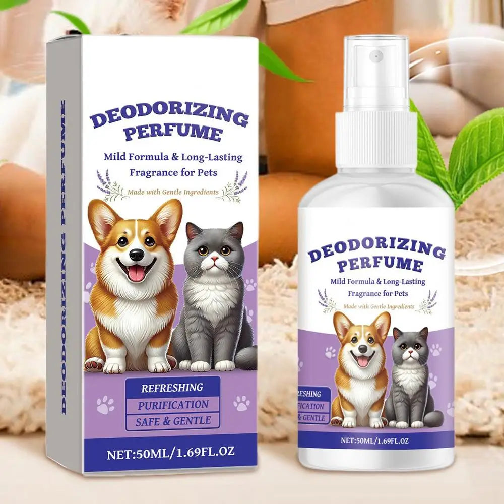 Pet Odor Eliminator Spray – Dog & Cat Deodorizer for Urine, Sofas, Carpets, Curtains, and Car – Long-Lasting Fresh Scent, Portable 50ml Pet Deodorant Spray