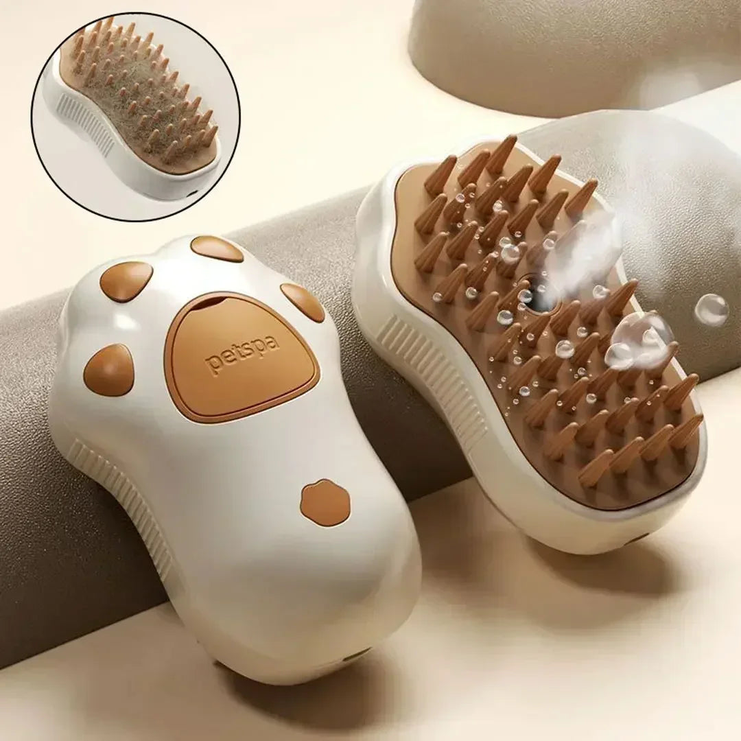 3-in-1 Electric Steam Pet Brush – Groom, Massage & De-Shed in One Easy Step!