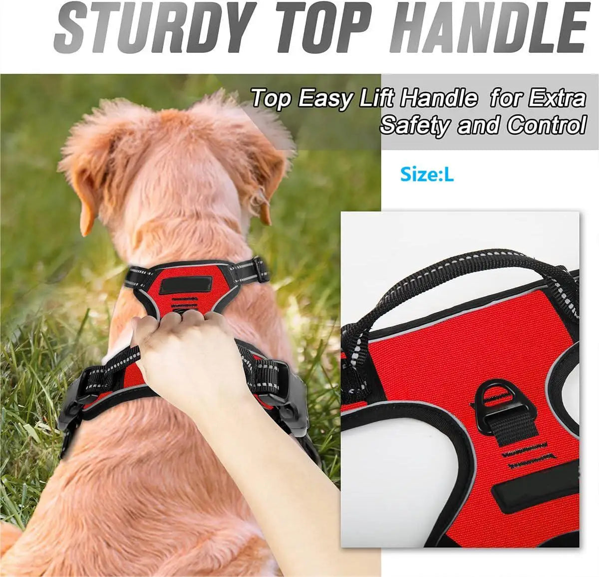 No Pull Dog Harness – Reflective Front-Clip Vest with Easy Control Handle