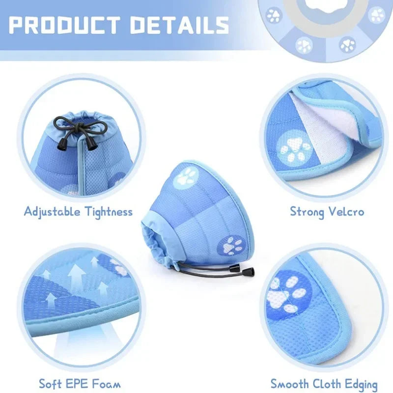 Adjustable Cat Cone Collar – Soft, Breathable, Anti-Bite Protective Recovery Neck Ring for Cats & Small Dogs