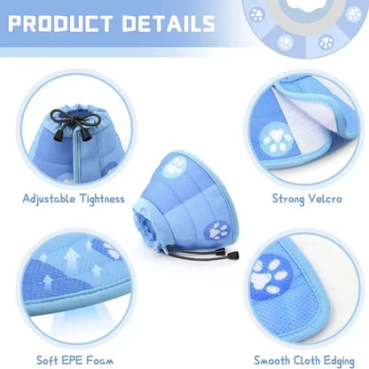 Adjustable Cat Cone Collar – Soft, Breathable, Anti-Bite Protective Recovery Neck Ring for Cats & Small Dogs