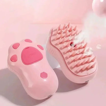 3-in-1 Electric Steam Pet Brush – Groom, Massage & De-Shed in One Easy Step!
