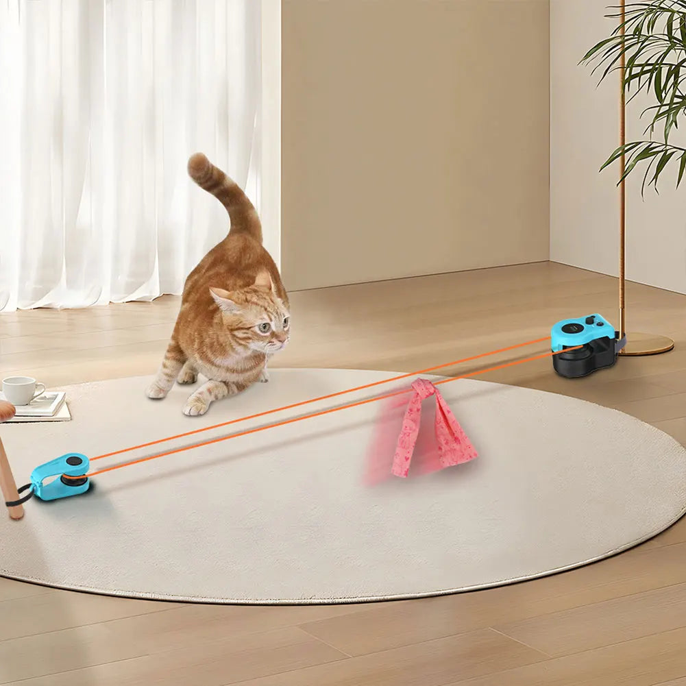 Interactive Cat Treadmill Feather Toy – Adjustable Speed Mouse Hunting Exercise Wheel