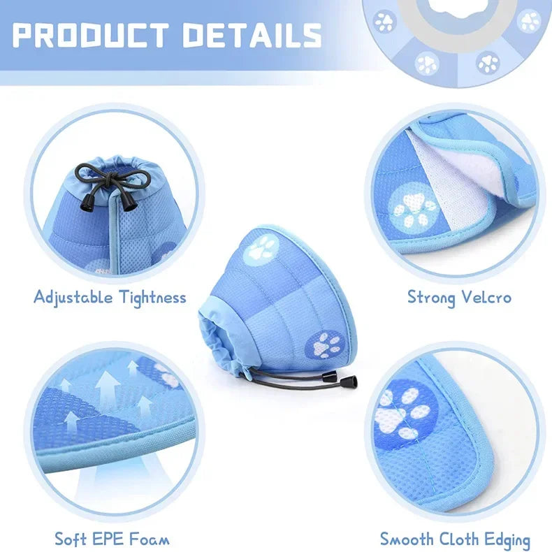 Adjustable Cat Cone Collar – Soft, Breathable, Anti-Bite Protective Recovery Neck Ring for Cats & Small Dogs