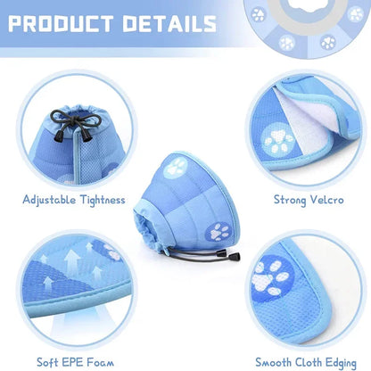 Adjustable Cat Cone Collar – Soft, Breathable, Anti-Bite Protective Recovery Neck Ring for Cats & Small Dogs
