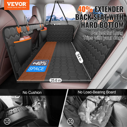 SucceBuy Back Seat Extender for Dogs – Heavy-Duty Dog Car Seat Cover Bed with Mesh Window, Waterproof Hammock, 350lbs Support, Storage Pocket – Travel Mat for All Dog Breeds