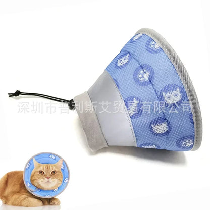 Adjustable Cat Cone Collar – Soft, Breathable, Anti-Bite Protective Recovery Neck Ring for Cats & Small Dogs