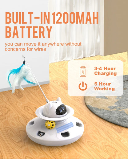 4-in-1 Smart Cat Toy Set – Automatic Feather, Laser, Ball & Wand Interactive Toy