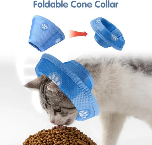Adjustable Cat Cone Collar – Soft, Breathable, Anti-Bite Protective Recovery Neck Ring for Cats & Small Dogs