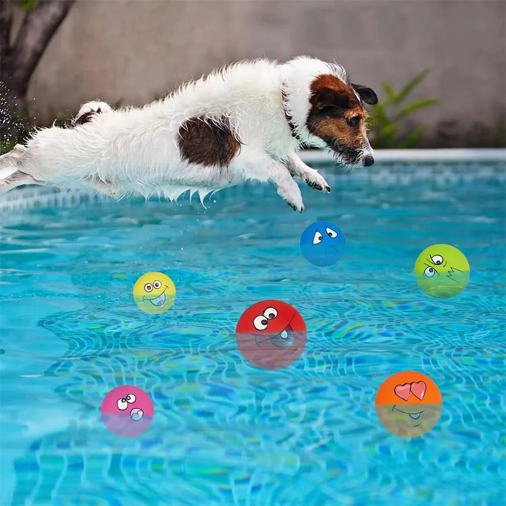 6-Pack Smile Face Squeaky Dog Balls – Soft Latex Interactive Toys for Small & Medium Dogs