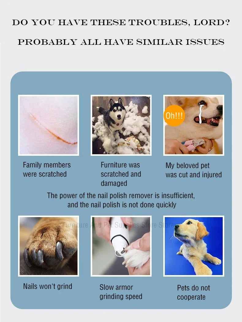 Dog Nail Clippers for Dog Nail Grinders Rechargeable USB Charging LED Light Pet Quiet Cat Paws Nail Grooming Supplies