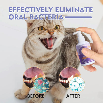 50ml Pet Oral Cleanse Spray for Dogs & Cats – Bad Breath Eliminator, Plaque & Tartar Remover, Natural Dental Care