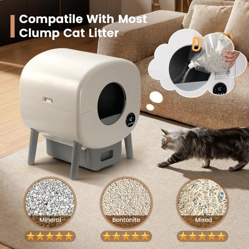 Extra Large Automatic Self-Cleaning Cat Litter Box – Smart App Control, Odor-Free, Multi-Cat Friendly