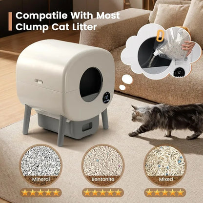 Extra Large Automatic Self-Cleaning Cat Litter Box – Smart App Control, Odor-Free, Multi-Cat Friendly