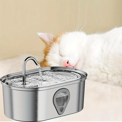 3.5L Large Capacity Stainless Steel Pet Water Fountain – Automatic Cat Water Dispenser with LED Light