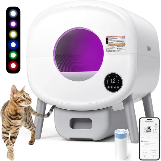 Extra Large Automatic Self-Cleaning Cat Litter Box – Smart App Control, Odor-Free, Multi-Cat Friendly