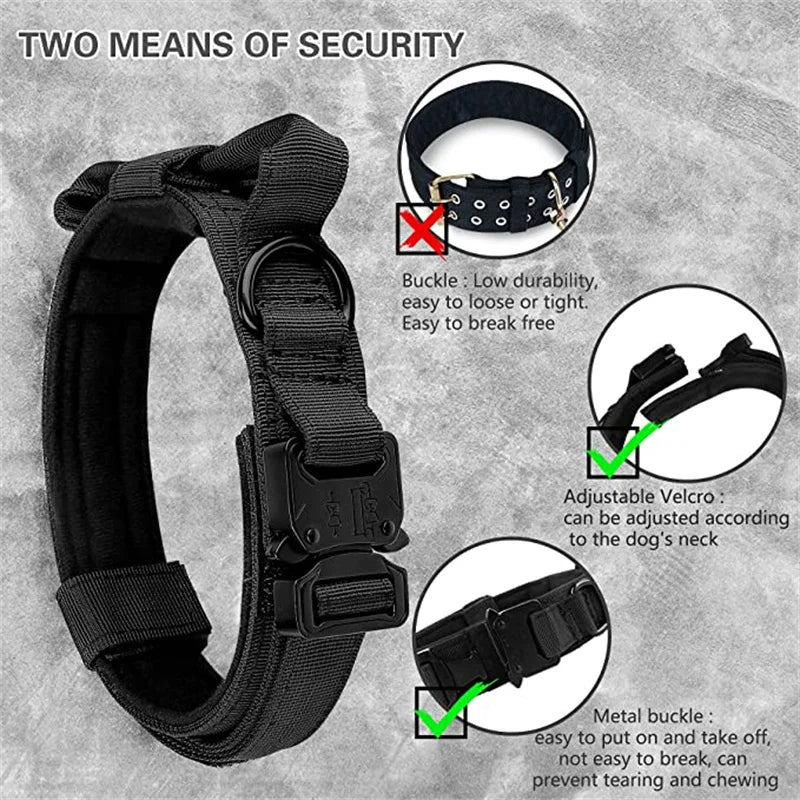 Durable Tactical Dog Collar & Leash Set – For Medium & Large Dogs