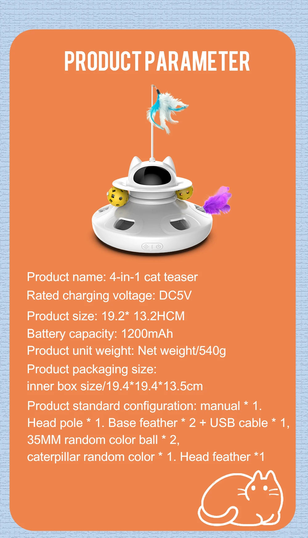4-in-1 Smart Cat Toy Set – Automatic Feather, Laser, Ball & Wand Interactive Toy
