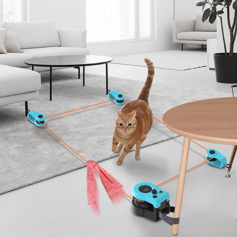Interactive Cat Treadmill Feather Toy – Adjustable Speed Mouse Hunting Exercise Wheel