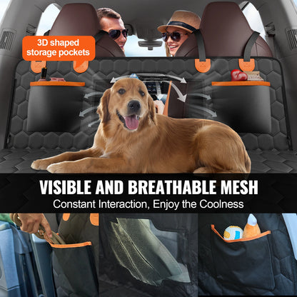 SucceBuy Back Seat Extender for Dogs – Heavy-Duty Dog Car Seat Cover Bed with Mesh Window, Waterproof Hammock, 350lbs Support, Storage Pocket – Travel Mat for All Dog Breeds