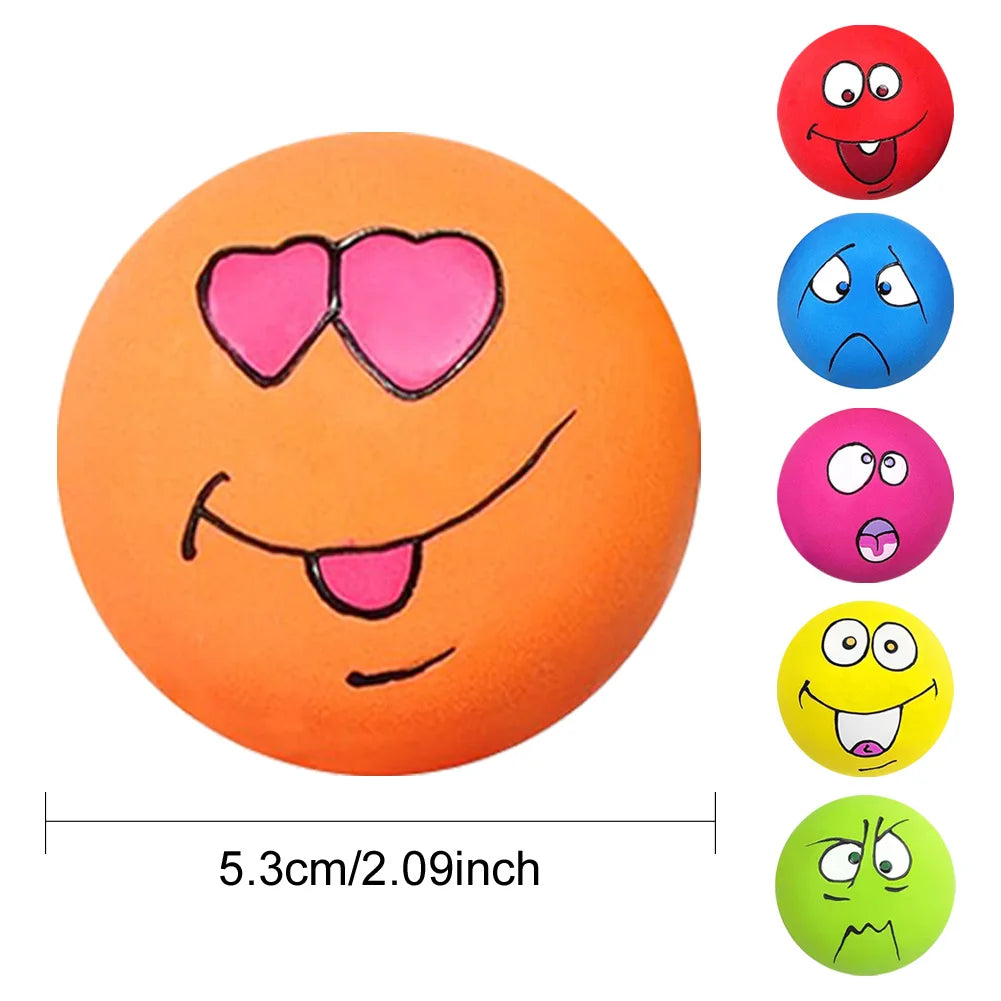 6-Pack Smile Face Squeaky Dog Balls – Soft Latex Interactive Toys for Small & Medium Dogs