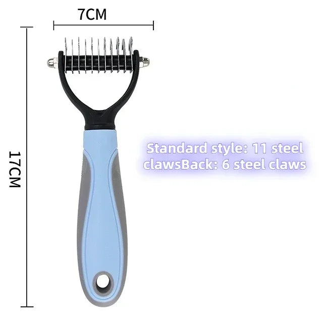 Professional 2-Sided Pet Deshedding Brush – Dog & Cat Dematting Comb | Undercoat Grooming Rake