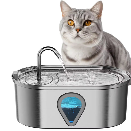 3.5L Large Capacity Stainless Steel Pet Water Fountain – Automatic Cat Water Dispenser with LED Light