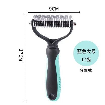 Professional 2-Sided Pet Deshedding Brush – Dog & Cat Dematting Comb | Undercoat Grooming Rake