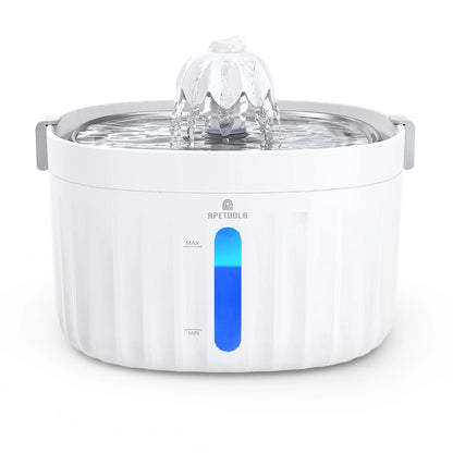 APETDOLA Automatic Cat Water Fountain – 2.1L Smart Pet Water Dispenser with Stainless Steel Tray, 6-Level Filtration, Ultra Quiet for Cats and Dogs