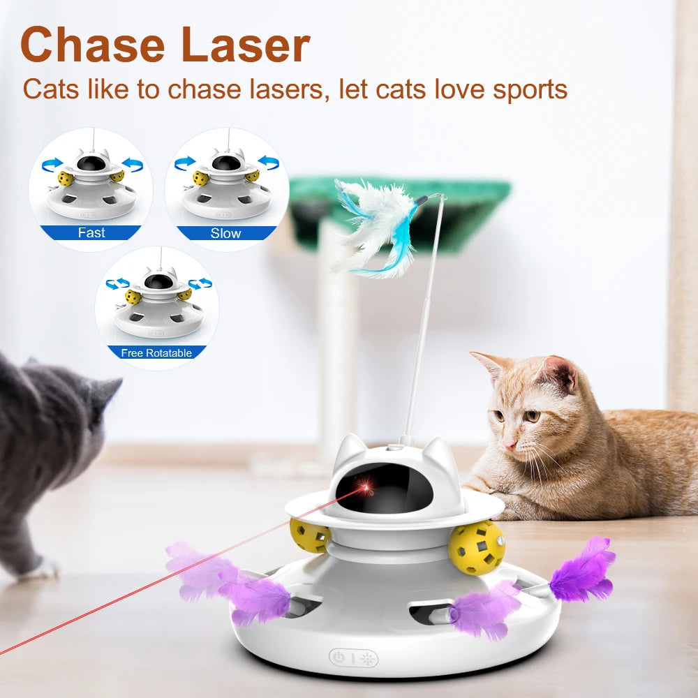 4-in-1 Smart Cat Toy Set – Automatic Feather, Laser, Ball & Wand Interactive Toy