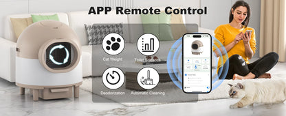 REDSASA 80L Smart Automatic Self-Cleaning Cat Litter Box – WiFi APP Control, UV Sterilization, Air Purification, Safety Sensors, for Multiple Cats up to 30 lbs