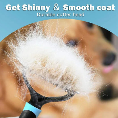 Professional 2-Sided Pet Deshedding Brush – Dog & Cat Dematting Comb | Undercoat Grooming Rake