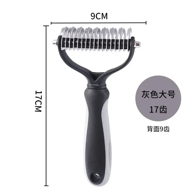 Professional 2-Sided Pet Deshedding Brush – Dog & Cat Dematting Comb | Undercoat Grooming Rake