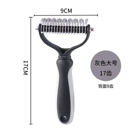 Professional 2-Sided Pet Deshedding Brush – Dog & Cat Dematting Comb | Undercoat Grooming Rake