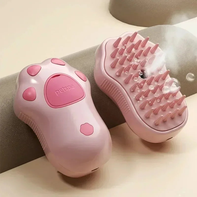 3-in-1 Electric Steam Pet Brush – Groom, Massage & De-Shed in One Easy Step!
