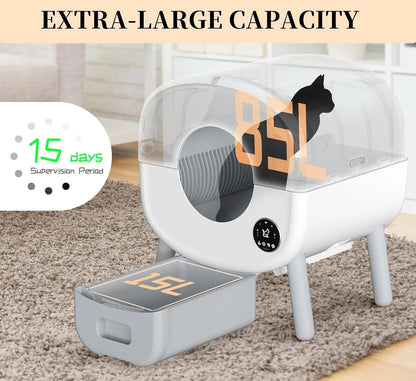 Extra Large Automatic Self-Cleaning Cat Litter Box – Smart App Control, Odor-Free, Multi-Cat Friendly