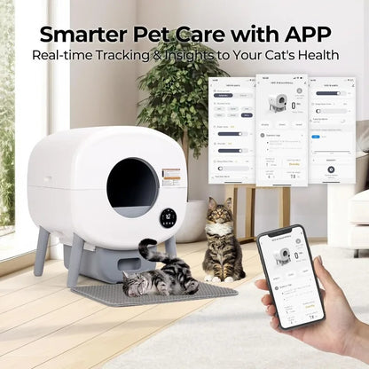 Extra Large Automatic Self-Cleaning Cat Litter Box – Smart App Control, Odor-Free, Multi-Cat Friendly