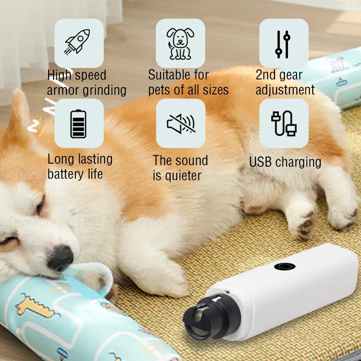 Dog Nail Clippers for Dog Nail Grinders Rechargeable USB Charging LED Light Pet Quiet Cat Paws Nail Grooming Supplies