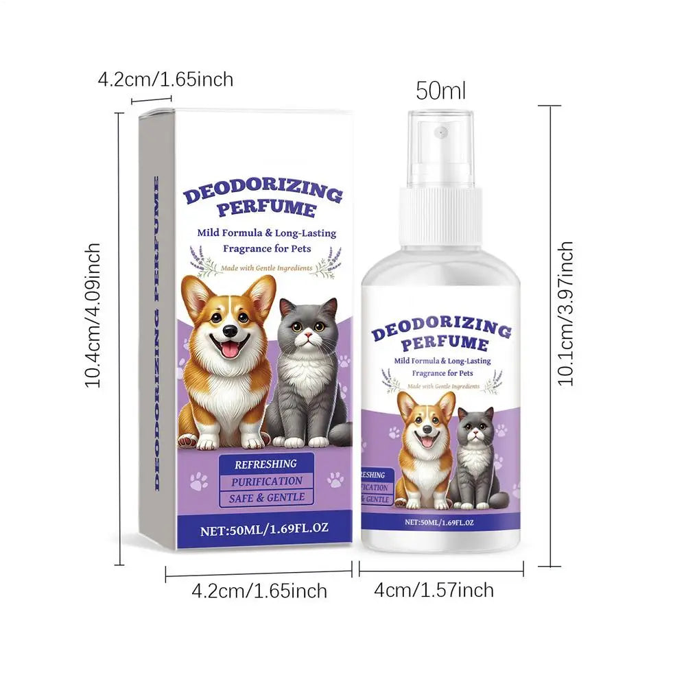 Pet Odor Eliminator Spray – Dog & Cat Deodorizer for Urine, Sofas, Carpets, Curtains, and Car – Long-Lasting Fresh Scent, Portable 50ml Pet Deodorant Spray