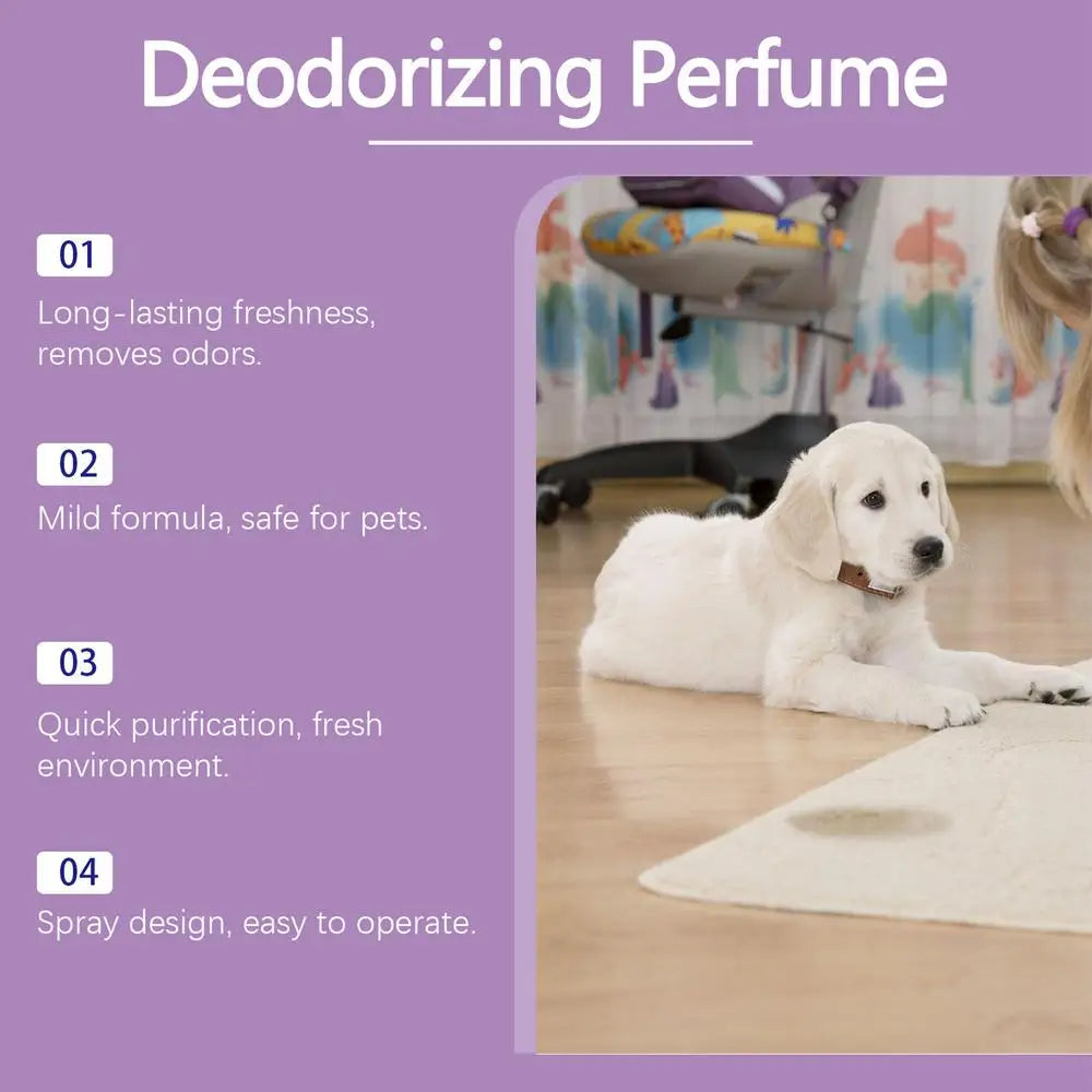 Pet Odor Eliminator Spray – Dog & Cat Deodorizer for Urine, Sofas, Carpets, Curtains, and Car – Long-Lasting Fresh Scent, Portable 50ml Pet Deodorant Spray