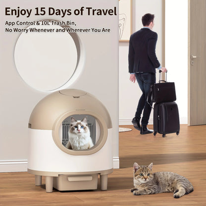 REDSASA 80L Smart Automatic Self-Cleaning Cat Litter Box – WiFi APP Control, UV Sterilization, Air Purification, Safety Sensors, for Multiple Cats up to 30 lbs
