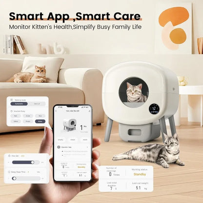 Extra Large Automatic Self-Cleaning Cat Litter Box – Smart App Control, Odor-Free, Multi-Cat Friendly