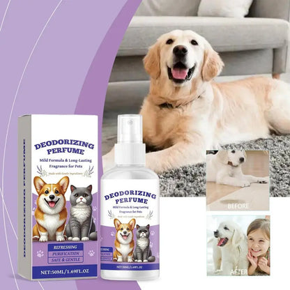 Pet Odor Eliminator Spray – Dog & Cat Deodorizer for Urine, Sofas, Carpets, Curtains, and Car – Long-Lasting Fresh Scent, Portable 50ml Pet Deodorant Spray