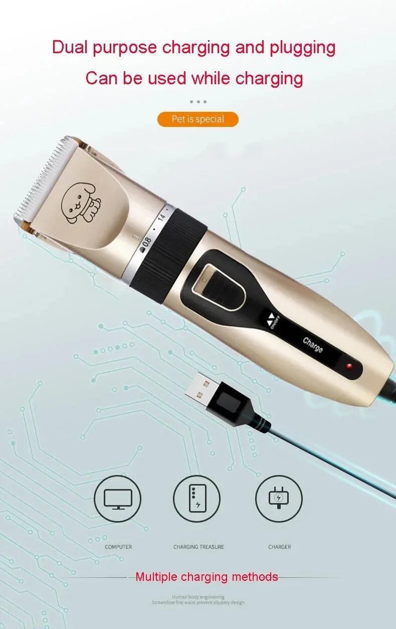 Cordless Pet Hair Clippers – Quiet, Precise Grooming for Dogs, Cats, and Rabbits