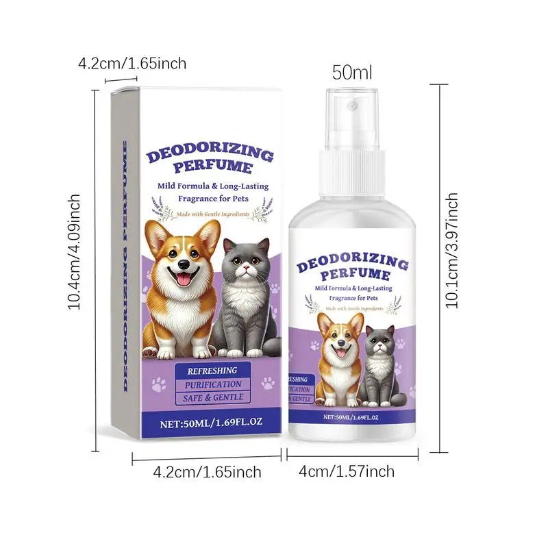 Pet Odor Eliminator Spray – Dog & Cat Deodorizer for Urine, Sofas, Carpets, Curtains, and Car – Long-Lasting Fresh Scent, Portable 50ml Pet Deodorant Spray