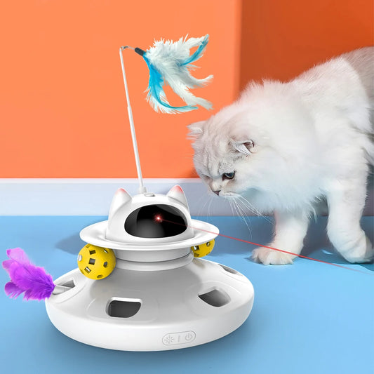 4-in-1 Smart Cat Toy Set – Automatic Feather, Laser, Ball & Wand Interactive Toy
