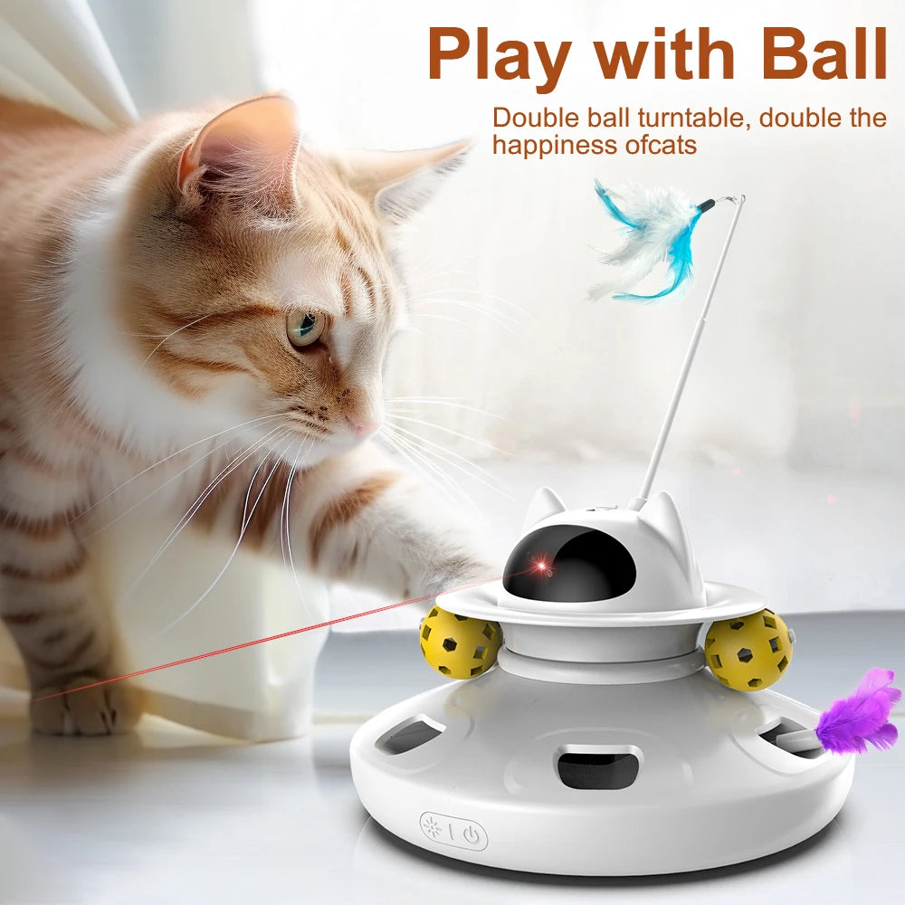 4-in-1 Smart Cat Toy Set – Automatic Feather, Laser, Ball & Wand Interactive Toy