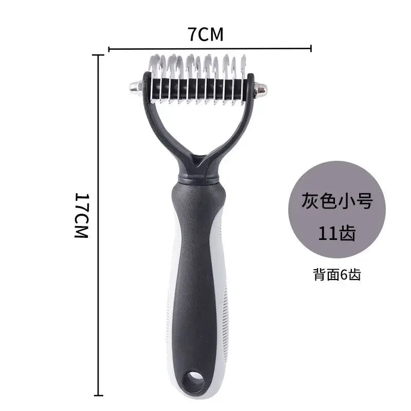 Professional 2-Sided Pet Deshedding Brush – Dog & Cat Dematting Comb | Undercoat Grooming Rake