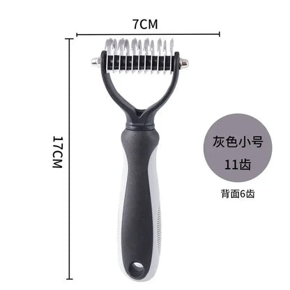 Professional 2-Sided Pet Deshedding Brush – Dog & Cat Dematting Comb | Undercoat Grooming Rake